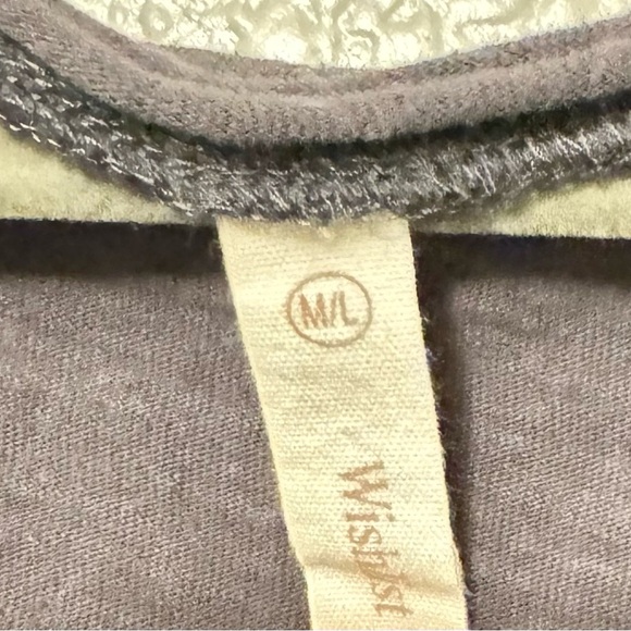 Gray Blouse with Pom-Pom Trim Bat Wing Sleeves Style - Picture 2 of 3